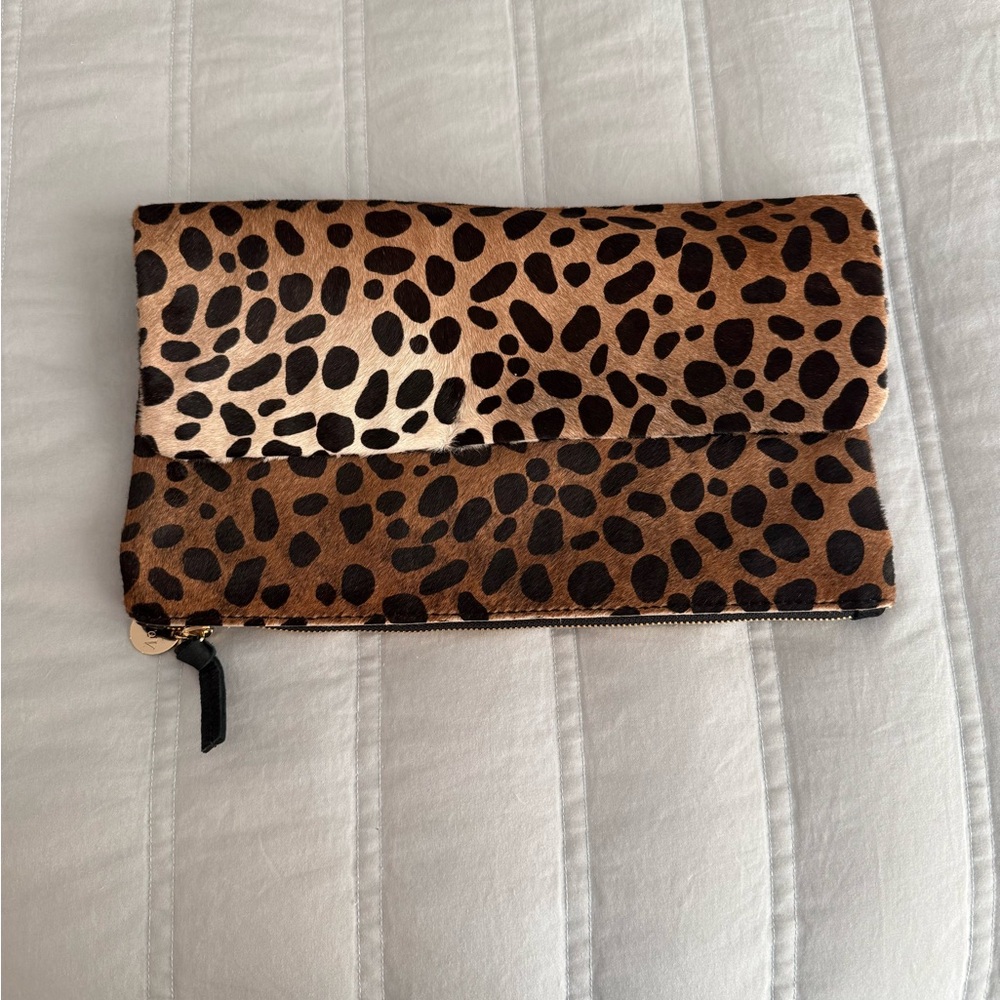 Clare V. Leopard Print Clutch